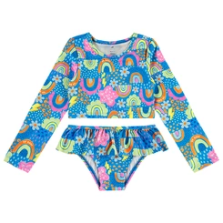 Biquíni em Malha com Proteção Solar UV Arco-Íris - Azul