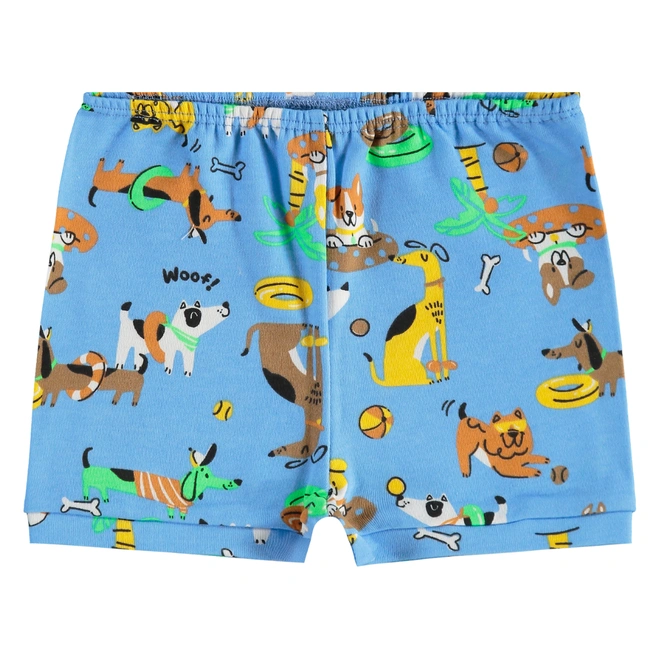 Short em Suedine Estampa Bichinhos - Azul