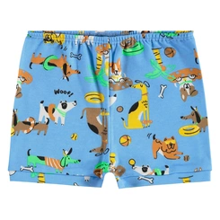 Short em Suedine Estampa Bichinhos - Azul