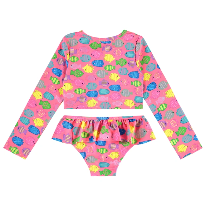 Biquíni em Malha com Proteção Solar UV Peixinhos - Rosa