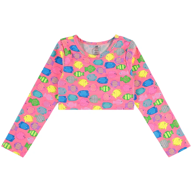 Biquíni em Malha com Proteção Solar UV Peixinhos - Rosa