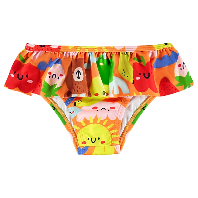 Biquíni em Malha com Proteção Solar UV Abstrato - Laranja