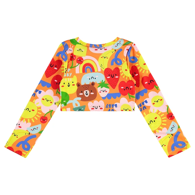 Biquíni em Malha com Proteção Solar UV Abstrato - Laranja