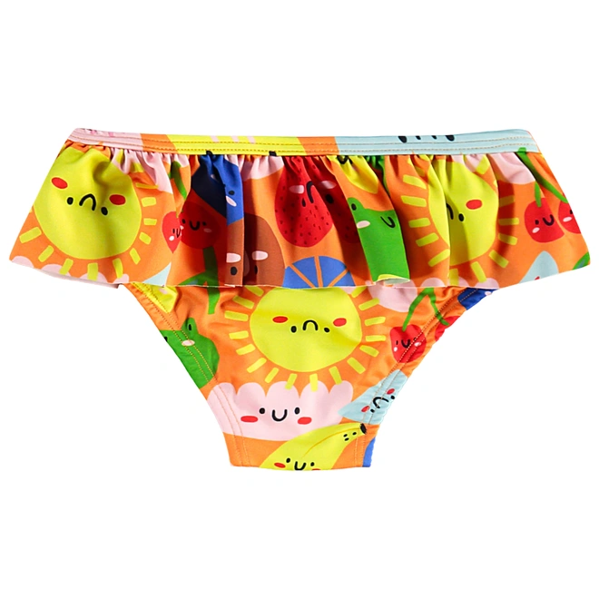 Biquíni em Malha com Proteção Solar UV Abstrato - Laranja