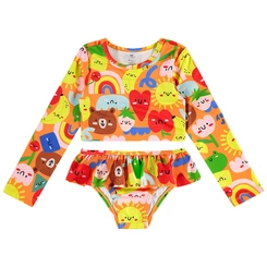 Biquíni em Malha com Proteção Solar UV Abstrato - Laranja