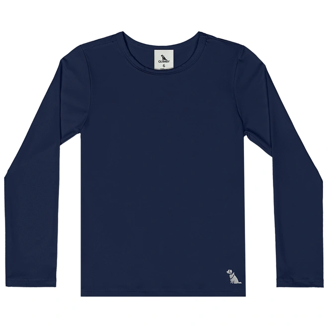 Blusa com Proteção Solar UV Manga Longa Praia - Azul Escuro