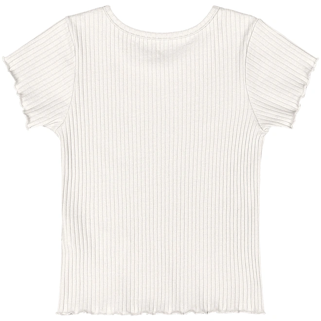 Blusa Manga Curta em Ribana Canelada - Natural