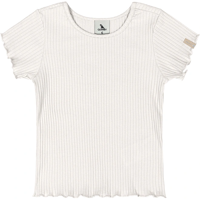 Blusa Manga Curta em Ribana Canelada - Natural