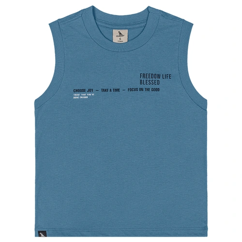 Conjunto Camiseta Regata em Malha e Bermuda em Microfibra - Azul Captain's