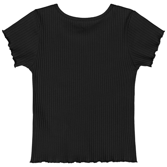 Blusa Manga Curta em Ribana Canelada - Preto