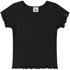 Blusa Manga Curta em Ribana Canelada - Preto