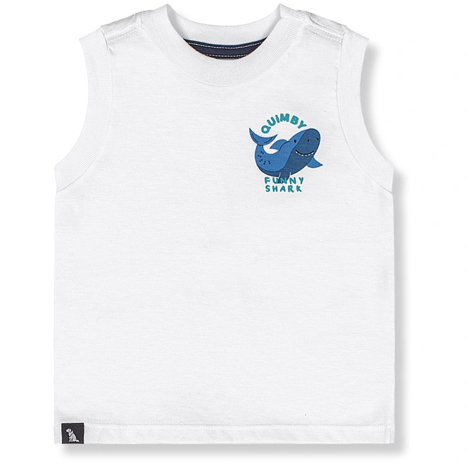 Conjunto Camiseta Regata em Malha e Bermuda em Microfibra - Branco Especial