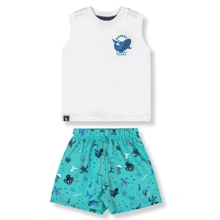 Conjunto Camiseta Regata em Malha e Bermuda em Microfibra - Branco Especial