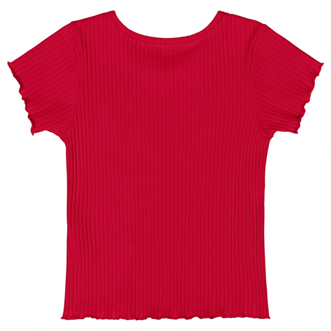 Blusa Manga Curta em Ribana Canelada - Vermelho