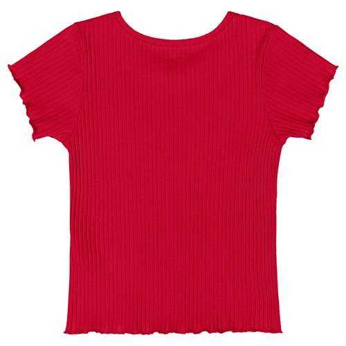 Blusa Manga Curta em Ribana Canelada - Vermelho