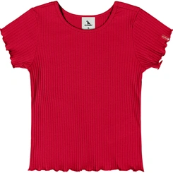 Blusa Manga Curta em Ribana Canelada - Vermelho