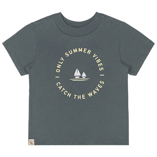 Conjunto Camisa Meia Manga em Malha e Bermuda em Microfibra - Chumbo