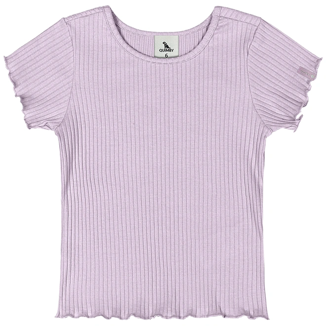 Blusa Manga Curta em Ribana Canelada - Lilás