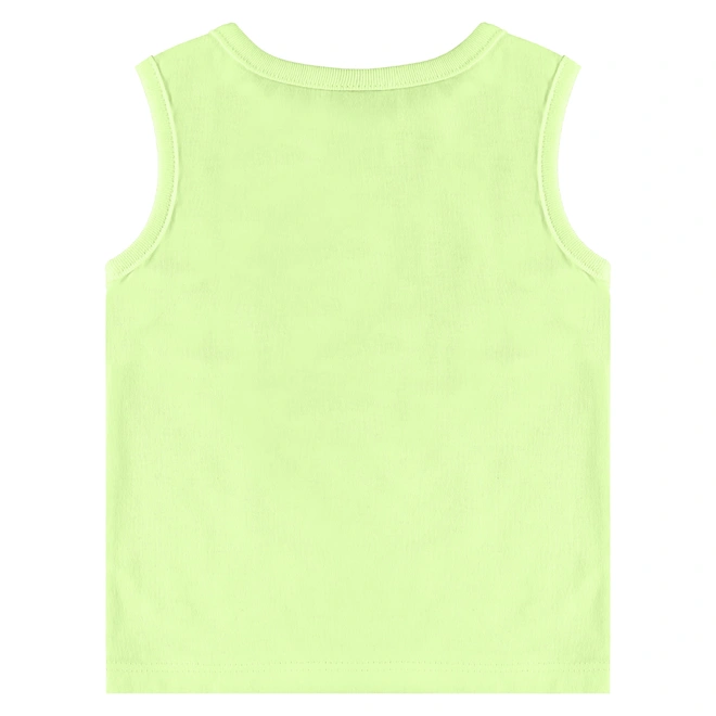 Conjunto Camiseta Regata em Meia Malha e Short em Cotton - Verde Limão/Azul