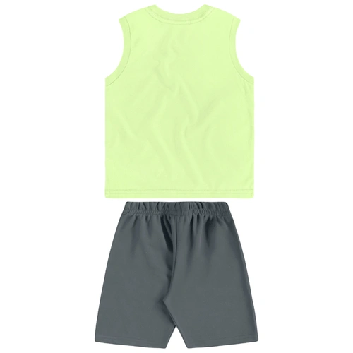 Conjunto Camiseta Regata em Malha e Bermuda em Moletom - Verde Limão