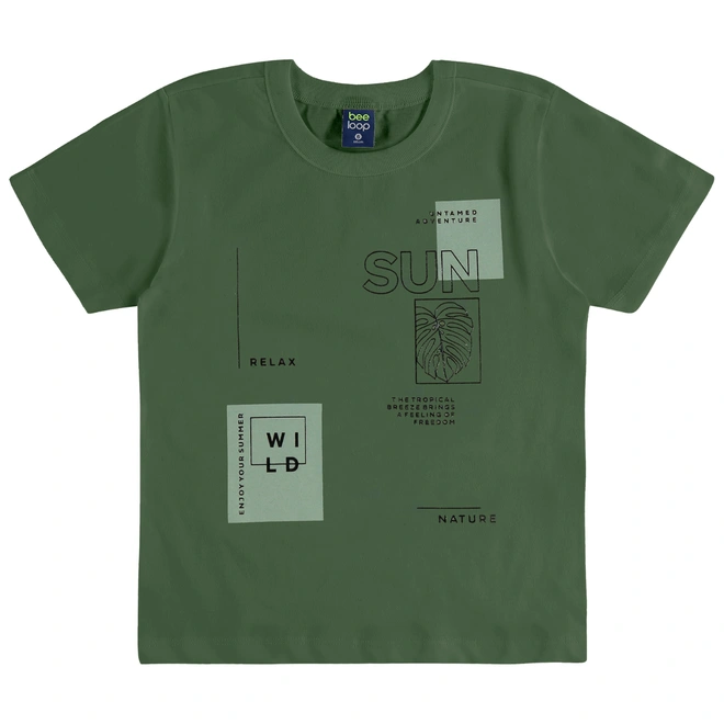 Conjunto Camisa meia Manga em Malha e Bermuda em Moletom - Verde Bronze