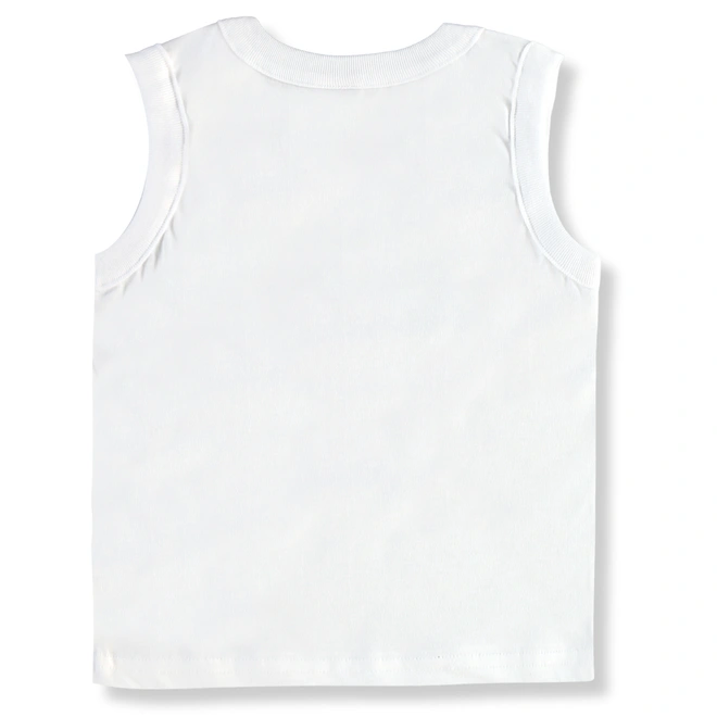 Conjunto Camiseta Regata em Malha e Bermuda em Moletom Dinossauro - Branco/Verde