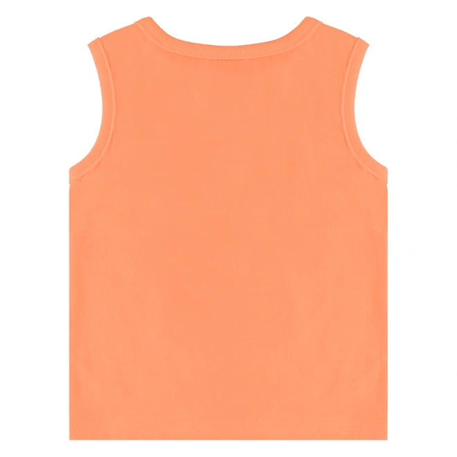 Conjunto Camiseta Regata em Meia Malha e Short em Cotton - Tangerina/Rosa