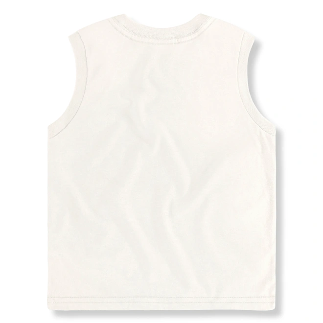 Conjunto Camiseta Regata em Malha e Bermuda em Moletom - Natural