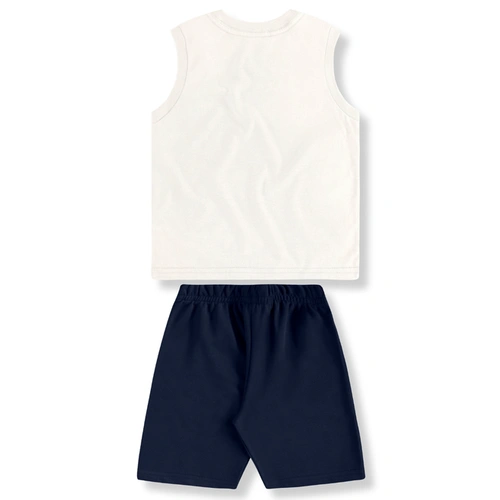 Conjunto Camiseta Regata em Malha e Bermuda em Moletom - Natural