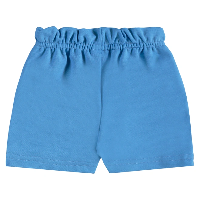 Conjunto Blusa em Cotton e Short em Moletom Floral - Rosa/Azul