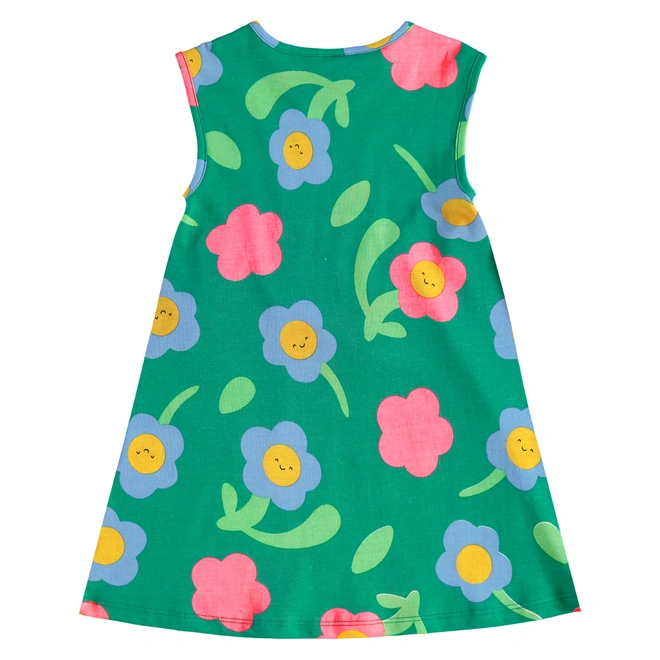 Vestido sem Manga em Meia Malha Floral - Verde