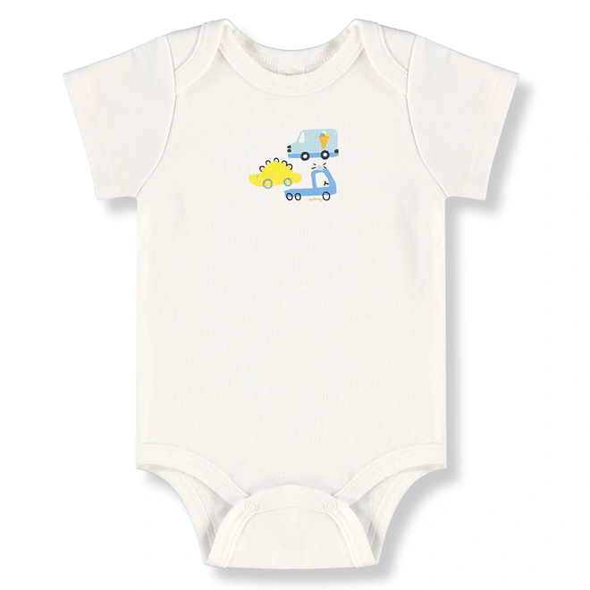 Body Manga Curta em Suedine - Natural