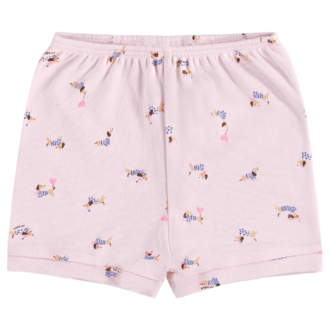 Short em Suedine Estampa de Cachorrinhos - Rosa