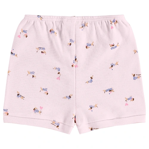 Short em Suedine Estampa de Cachorrinhos - Rosa