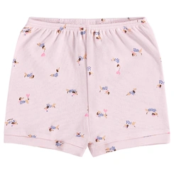 Short em Suedine Estampa de Cachorrinhos - Rosa
