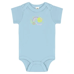 Body Manga Curta em Suedine - Azul Cool