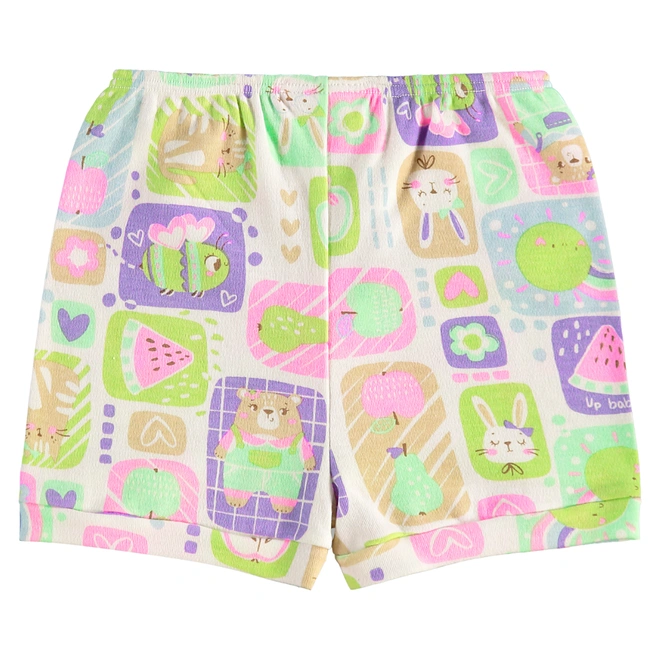 Short em Suedine Estampa Abstrata - Natural