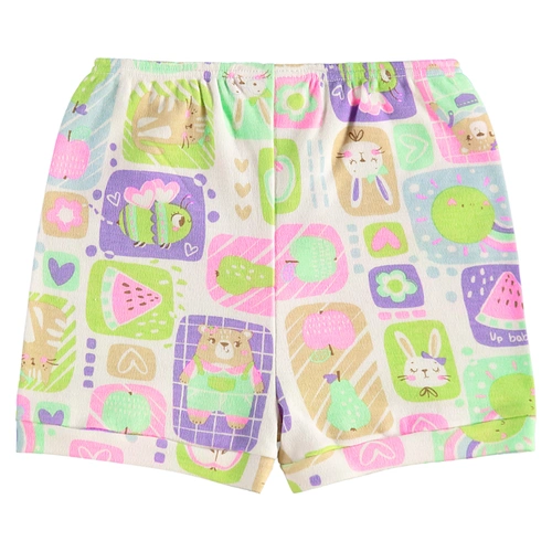 Short em Suedine Estampa Abstrata - Natural