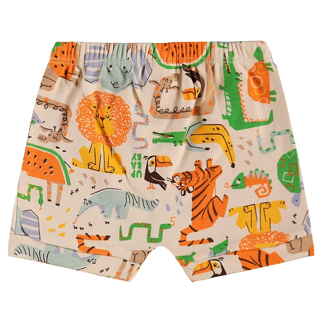 Conjunto Body e Short em Suedine Estampa Bichinhos - Café Com Leite