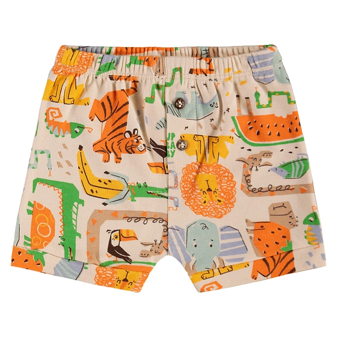 Conjunto Body e Short em Suedine Estampa Bichinhos - Café Com Leite