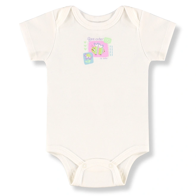 Conjunto Body Meia Manga com Short em Suedine Estampa Abstrata - Natural