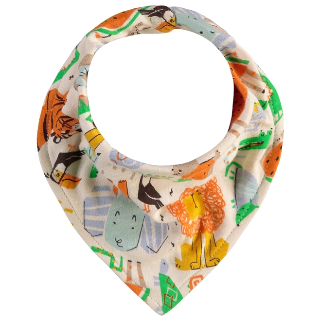 Babador Bandana Em Suedine Estampa Bichinhos - Bege