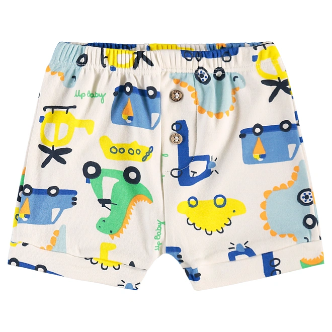 Conjunto Body e Short em Suedine Estampa Abstrata Divertida - Azul Cool