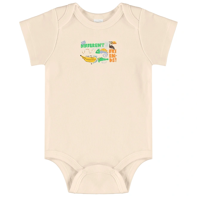 Body Manga Curta em Suedine - Bege