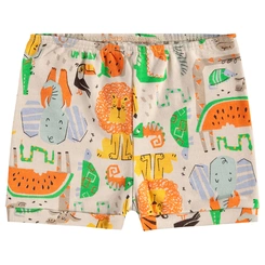 Short em Suedine Estampa Bichinhos - Bege