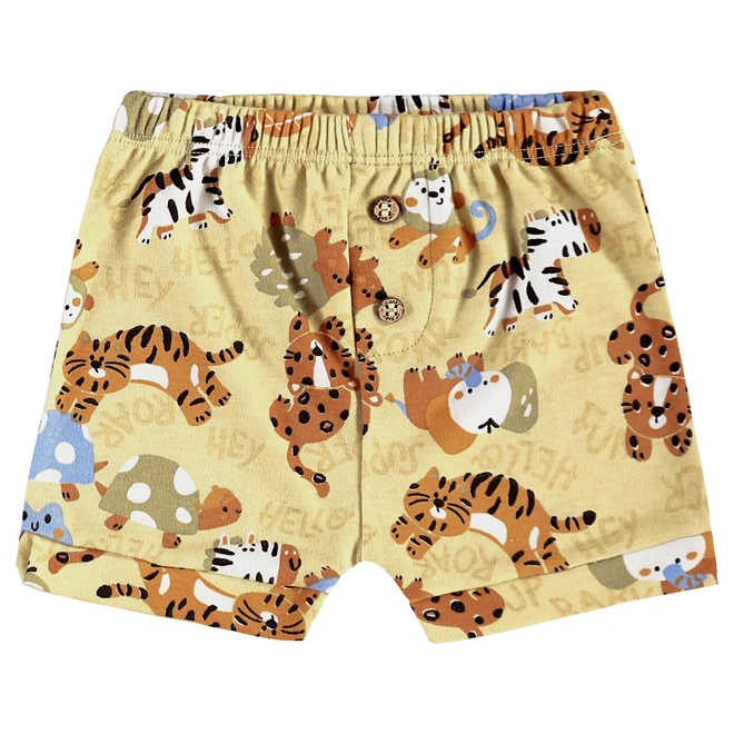 Conjunto Body e Short em Suedine Estampa Bichinhos - Natural