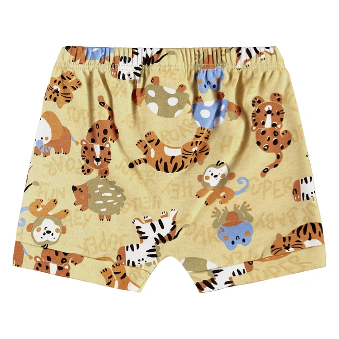Conjunto Body e Short em Suedine Estampa Bichinhos - Natural