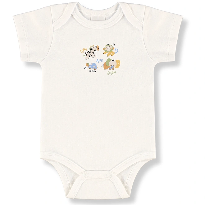 Conjunto Body e Short em Suedine Estampa Bichinhos - Natural