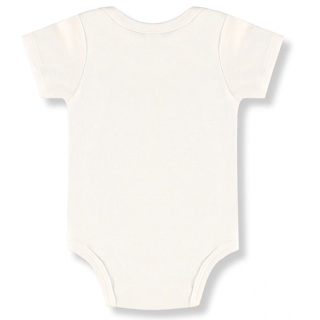 Conjunto Body Meia Manga com Short em Suedine Estampa de Cachorrinhos - Natural/Rosa