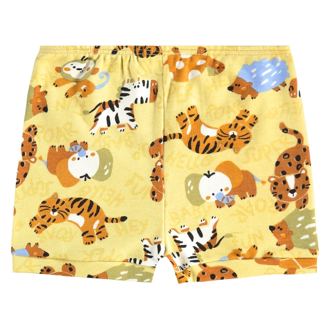 Short em Suedine Estampa Bichinhos - Amarelo